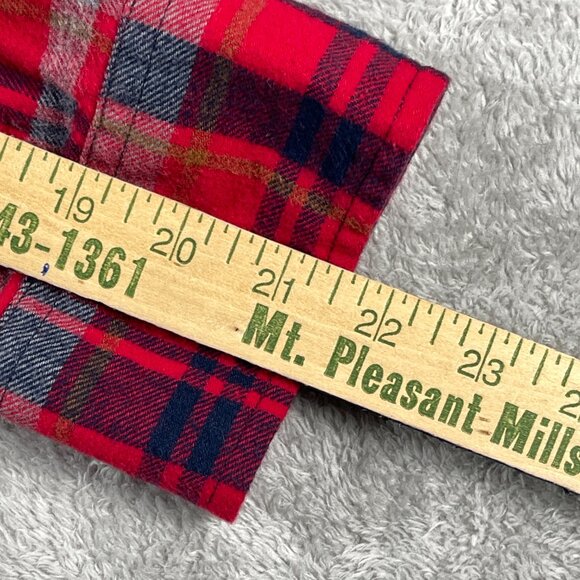 Eddie‎ Bauer XXL Flannel Shirt Red Blue Plaid Long Sleeve Button Down Men's - Picture 7 of 11